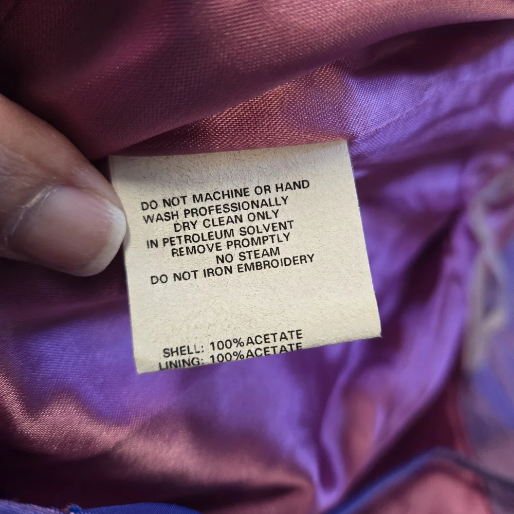Vintage Jessica McClintock Gunne Sax Purple Beaded Spaghetti-Strap Prom Gown 9 - Picture 10 of 11
